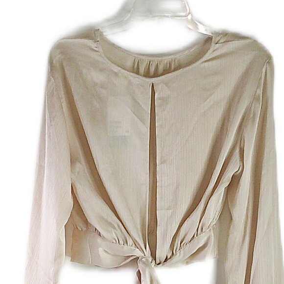 H&M - Champaigne Long Sleeve Tie Back Blouse - Size Small - Picture 5 of 9